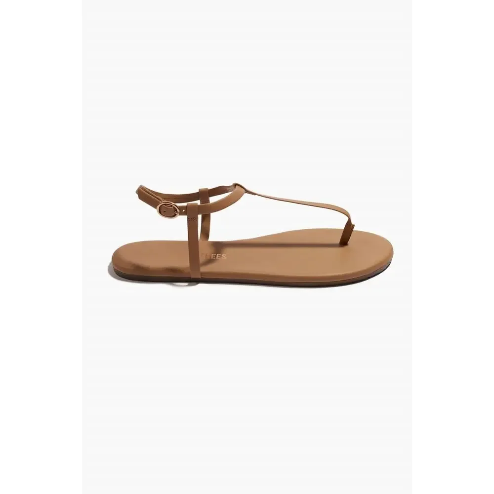 TKEES Mariana Leather T Strap Sandal Cocobutter 9 NWT Coastal Chic Tan